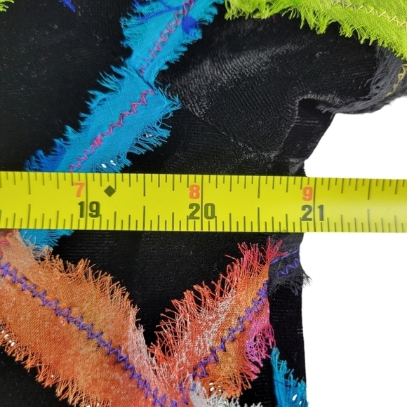 Chicos Open Blazer Size 1 M 8 Abstract Vibrant Rainbow Colors Silk Blend Lined - Picture 10 of 13